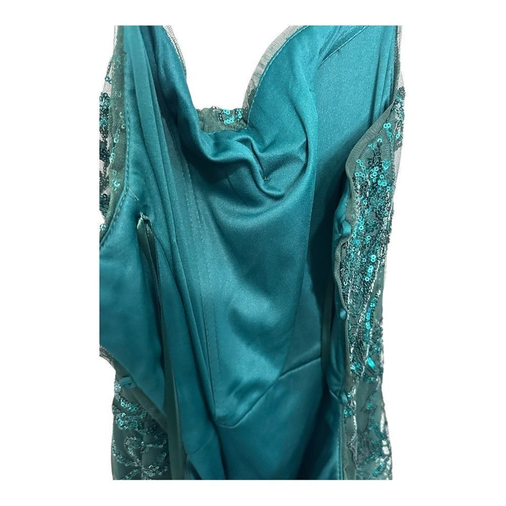 NWT PromGirl Statement-Back Long Sequin Prom Dress Hunter green - Picture 14 of 15